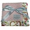 My Blankee Minky Dot Pink with Antique Floral Satin Print Baby Blanket view 1