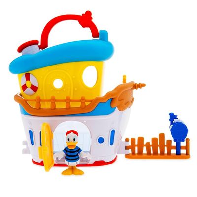 Disney Store Official Donald Duck House Boat Play Set - Interactive Playhouse Junior Toys - Poseable Donald, 12-Piece Set, Perfect for Toddlers