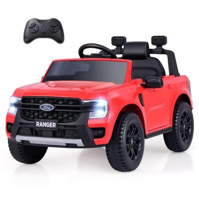 Licensed Ford Ranger Ride on Pickup Truck by INFANS, 12V Battery Powered Electric Vehicle for Kids with Remote Control, Headlight, Power Display, Bluetooth, MP3, Music, Aged 3-6 Years (Red)