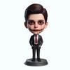 Bobblehead Figure with Pumpkins Creepy Character in Black Suit Toy for Private Collectibles Sculpture Handmade Clay Figurine view 3