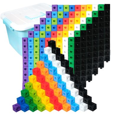 SENONAPO 701 Pcs Math Learning Linking Cube with Storage Container Counting Cubes Plastic Colorful Counting Blocks Math Manipulatives Classroom Learning Supplies for Home School Educational(Blue)
