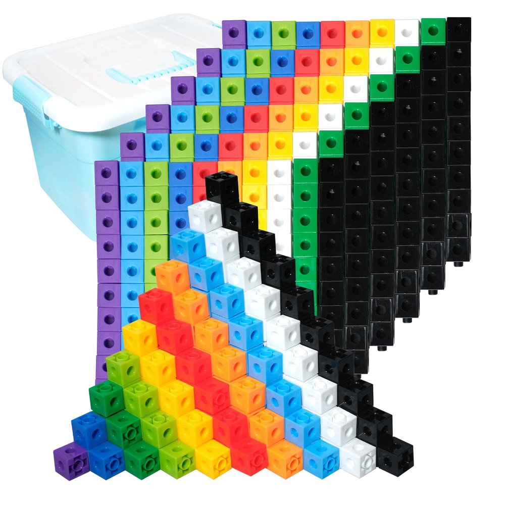 SENONAPO 701 Pcs Math Learning Linking Cube with Storage Container Counting Cubes Plastic Colorful Counting Blocks Math Manipulatives Classroom Learning Supplies for Home School Educational(Blue)