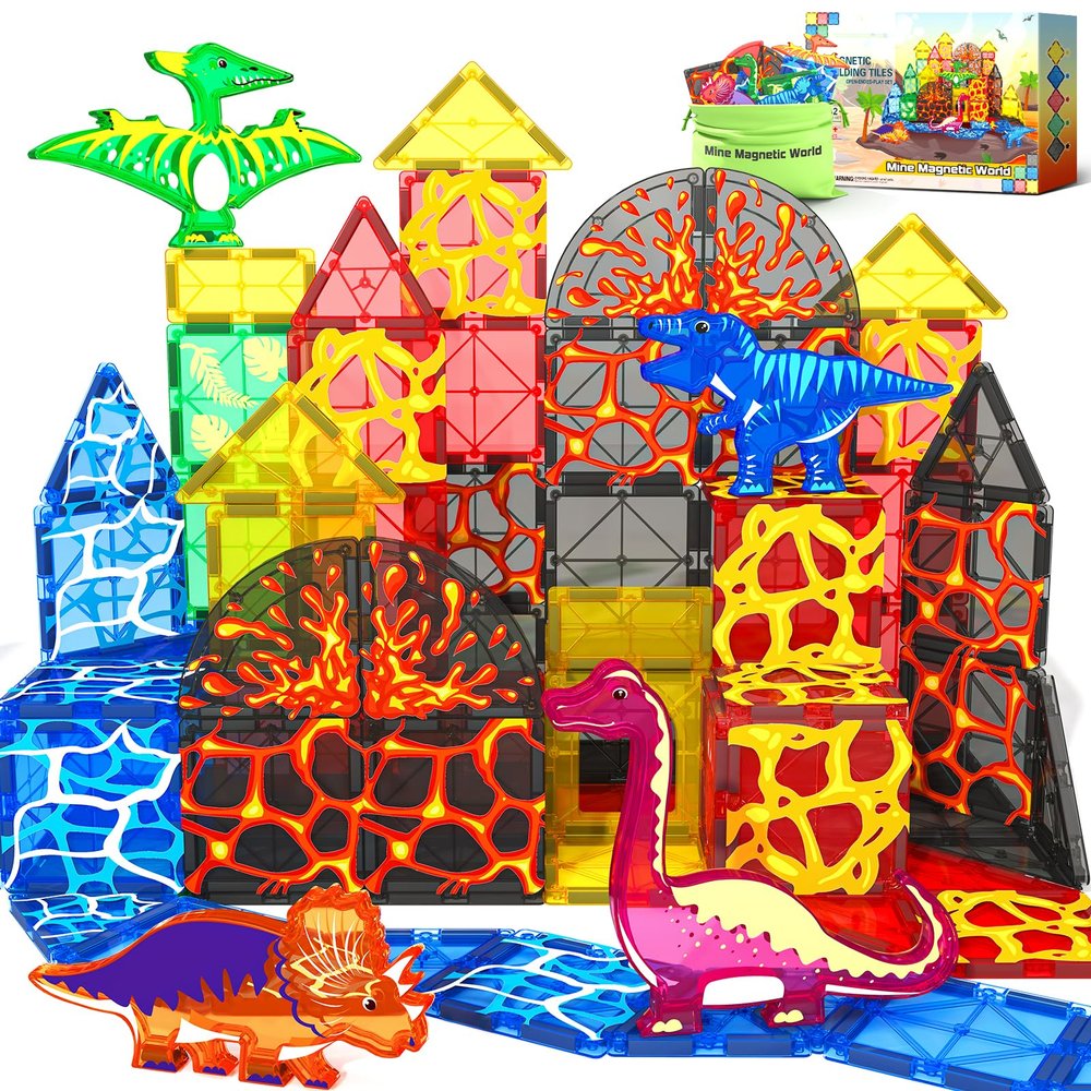 Mine Magnetic World Magnetic Blocks Building Toys for Kids 3-5 5-7 Girls Boys Toys Age 4-6 6-8, Classroom Must Haves Toddler Sensory Toys for 3+ Year Old Kids Toys
