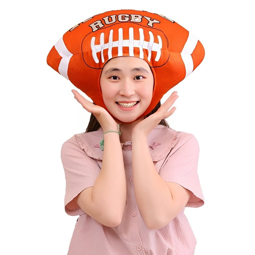 SIQITECHNO Funny Plush Sport Basketball Hat Cute Volleyball Football Rugby Headgear Novelty Sports Ball Cap for Costume Cosplay Party