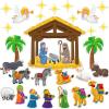 Remerry 33 Pcs Birth of Jesus Felt Figures Nativity Felt Stories Birth of Baby Jesus Precut Felt Figures Felt Bible Characters Flannel Board Stories for Kids Classroom Christmas Supplies (Cartoon) view 1