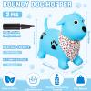 VercanMonth 2 Pack Bouncy Animal Dog Hopper Inflatable Bouncing Horse Hopper Toys Jumping Ride on Hopping Bounce with Pump Rubber Bouncing Animal Gift for Boys Girls(Light Blue, Yellow,Lovely Style) view 2