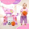 SpringFlower Toddler Basketball Hoop & Soccer Goal Activity Center Toys with Light & Music,Elephant Toddlers Musical Toys Gift, Baby & Toddlers Christmas Birthday Gift for 1 2 3 Year Old Girls & Boys view 2