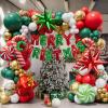 Christmas Balloon Garland Arch kit with Merry Christmas Banner and Christmas Red White Green Cane Balloons Candy Balloons Gift Box Balloons Explosion Star Foil Balloons for Xmas Party Decorations view 1