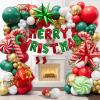 Christmas Balloon Garland Arch kit with Merry Christmas Banner and Christmas Red White Green Cane Balloons Candy Balloons Gift Box Balloons Explosion Star Foil Balloons for Xmas Party Decorations view 2