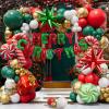 Christmas Balloon Garland Arch kit with Merry Christmas Banner and Christmas Red White Green Cane Balloons Candy Balloons Gift Box Balloons Explosion Star Foil Balloons for Xmas Party Decorations view 3