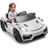 Licensed Porsche 718 12v Kids Electric Ride On Car with Parent Remote Control,Adjustable 2-5 Mph,LED Front&Tail Lights,Bluetooth Music Player,Soft Slow Start,Spring Suspension (White) view 1
