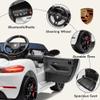 Licensed Porsche 718 12v Kids Electric Ride On Car with Parent Remote Control,Adjustable 2-5 Mph,LED Front&Tail Lights,Bluetooth Music Player,Soft Slow Start,Spring Suspension (White) view 4