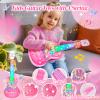 Kids Guitar and Microphone Playset, Musical Guitar Play Set with Adjustable Stand,Toy Guitar Starter Kit with 4 Strings, Electric Guitars Karaoke Toys with Music Lights for Boys Girls view 4