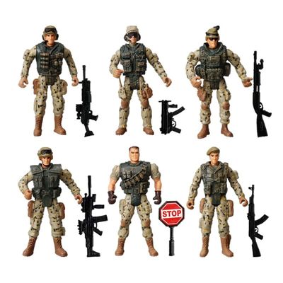 KEYUM Military Soldier Action Figures, 6Pcs Military Soldier Toys for Boys 3 4 5 6 7+ Year Old, 4-Inch Toy Figure & Playsets with Weapon Accessories, Cake Topper