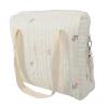 Baby Stroller Organizer Bag Large Capacity Cotton Stroller Storage Bag Hanging Travel Shopping Multifunctional (Beige Flower) view 4