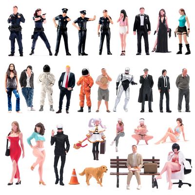 30PCS Painted Miniatures 1/64 Scale Tiny People Resin Diorama Figures Action Figure Scene Props Figure Dolls Unpainted Model for Cars Vehicles