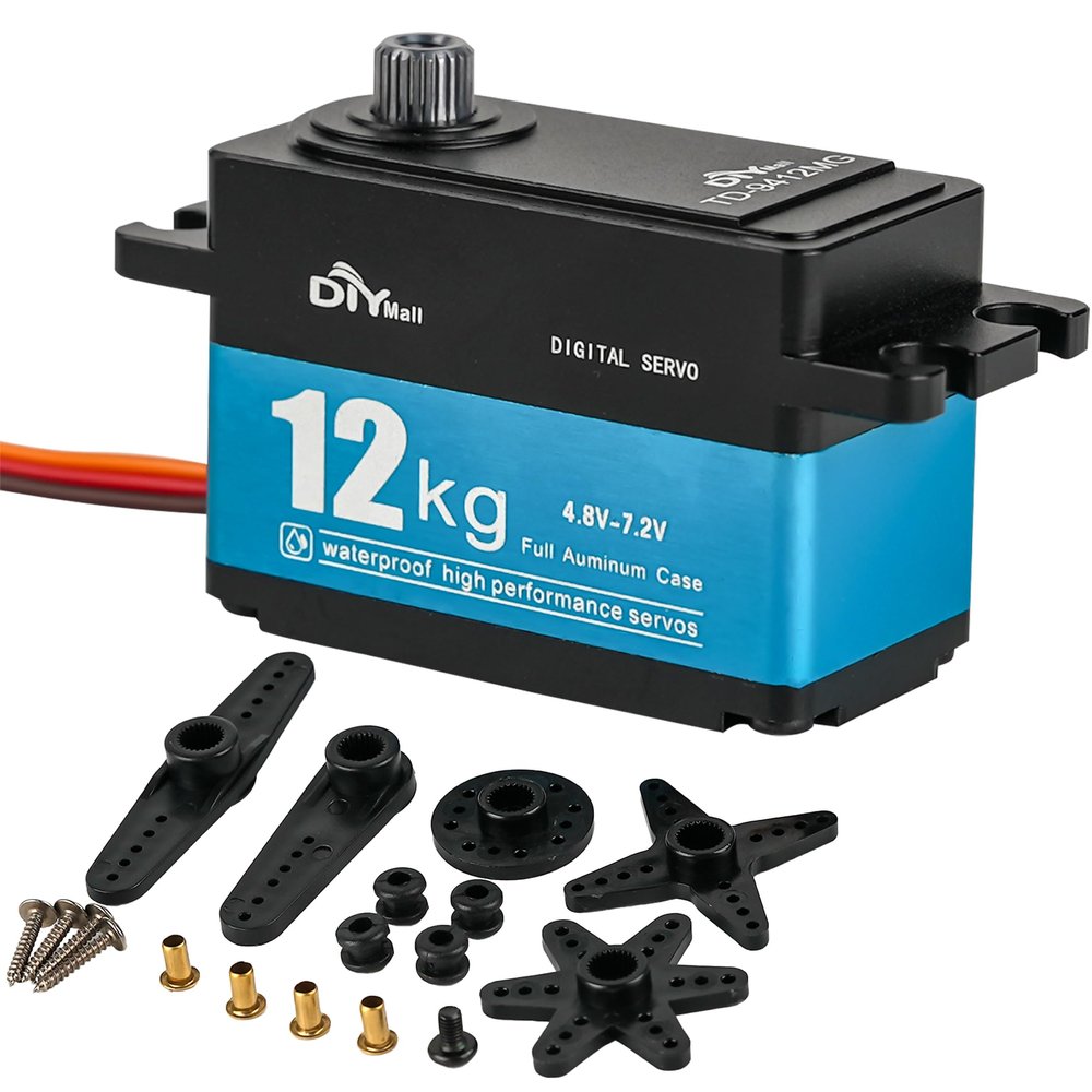 Wishiot TD-9412 12KG Low Profile Servo Full Metal High Torque RC Digital Servo 180 IP67 Waterproof Servo High Speed for 1/10 RC Car
