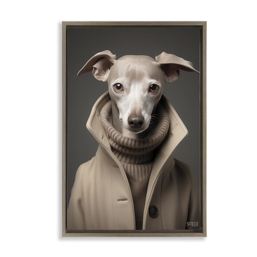 Stupell Industries Chic Fashion Greyhound Framed Floater Canvas Wall Art Design by Roozbeh Bahramali