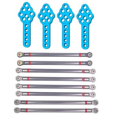 8Pcs Aluminum Alloy 313MM Wheelbase Link Rod Chassis Linkage & 4Pcs Metal Adjustable Shock Absorber Mount Height Angle Adjust Stand Lift