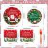 100 Pcs Merry Christmas Plates and Napkins Sets - Cute Winter Christmas Round Tableware, Disposable Chrismas Paper Plates and Napkins Forks for Xmas Party Supplies Favors Table Decor, Serves 25 view 3