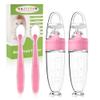 WAJIAYON Baby Food Feeder 4 Pack Silicone Baby Food Dispensing Spoon-3 oz Squeeze Feeding Spoons with Suction Cup for Boys Girl Kids Toddlers - Self Feeding Bottle Spoon-Peach Pink view 1