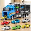 NIPLOOOW Toddler Boys Toys for 3 4 5 6 Years Old, Truck Vehicle Set with Play Mat and Die-Cast Toy Car, Transport Carrier Truck for Kids, Birthday Gifts Toys for 3 4 5 6 7 8+ Year Old Boys view 1