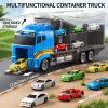 NIPLOOOW Toddler Boys Toys for 3 4 5 6 Years Old, Truck Vehicle Set with Play Mat and Die-Cast Toy Car, Transport Carrier Truck for Kids, Birthday Gifts Toys for 3 4 5 6 7 8+ Year Old Boys view 4
