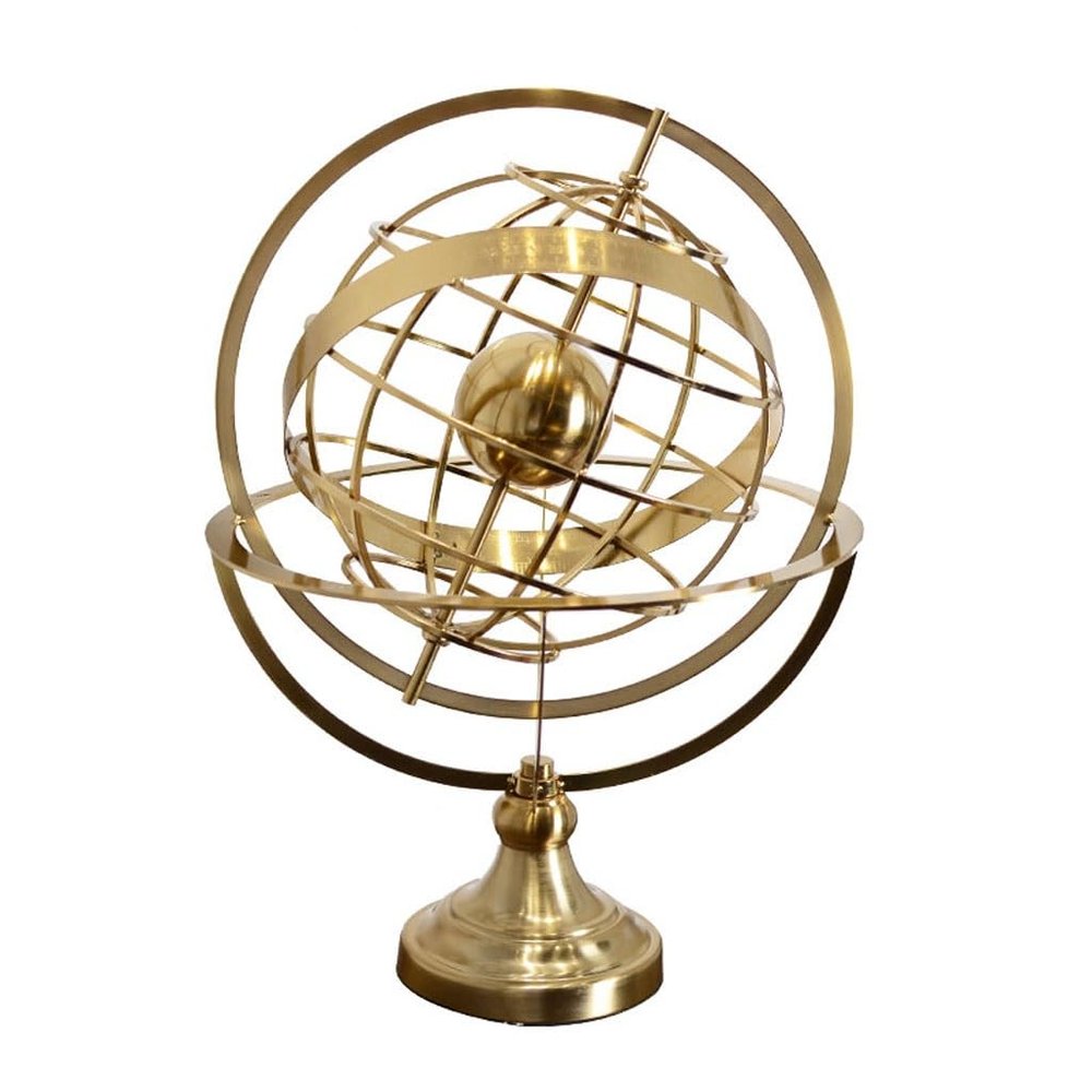 DONGDAWAN Copper Ornaments European Style Simple Rotating Globe Metal Ornaments Office Desktop Globe Ornaments Study Metal Crafts Desktop Decorations