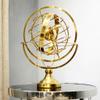DONGDAWAN Copper Ornaments European Style Simple Rotating Globe Metal Ornaments Office Desktop Globe Ornaments Study Metal Crafts Desktop Decorations view 4