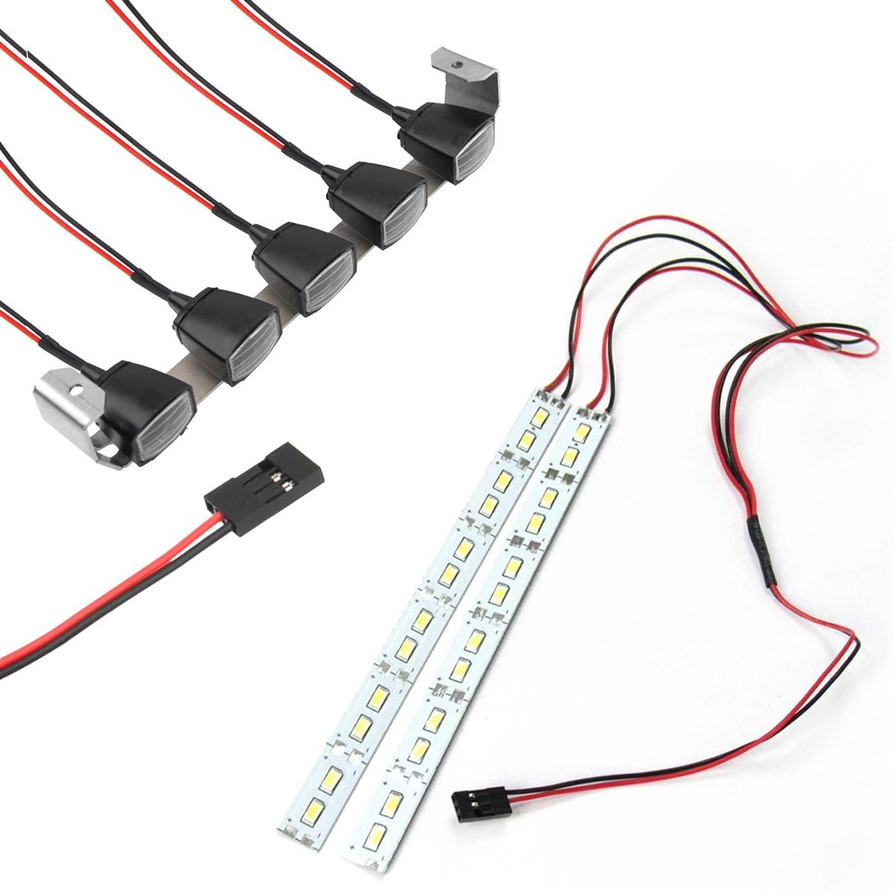 24 LEDs Chassis Light Aluminum RC LED Strip 6V & RC Car Roof Light Bar Kit Body Shell Roof Luggage Lights