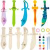 31 Pcs Make You Own Pirates Wooden Swords Set Including 20 Pcs DIY Wood Swords Bulk 3 Pcs Ribbon with 8 Pcs Painting Props for Kids Adults Halloween Art Activity Cosplay Supplies Birthday Gifts view 1