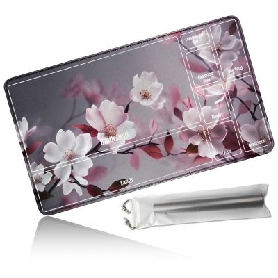 24" x 14" Zoned TCG Playmat, Commander MTG Game Mat, Pink Cherry Blossom
