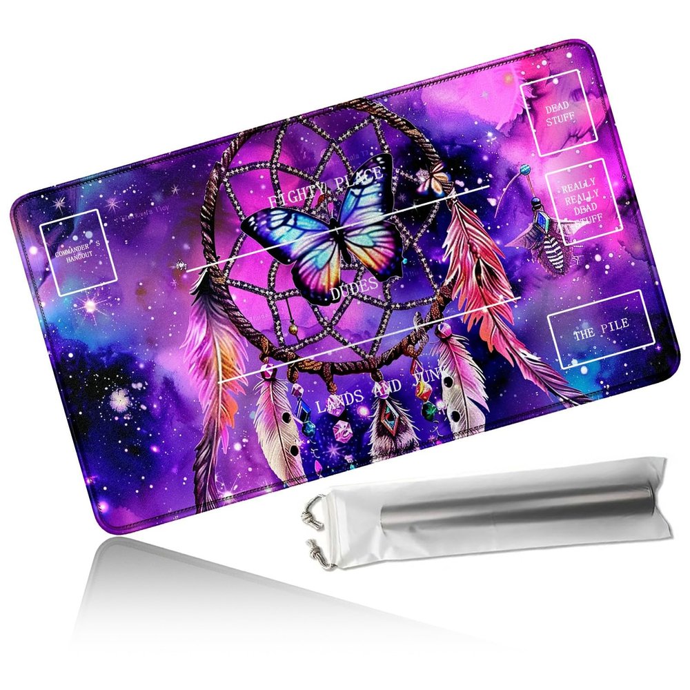 24" x 14" Zoned TCG/MTG Commander Playmat, Purple Paving Dream Net