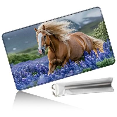 24" x 14" Zoned TCG Playmat, Non Slip Rubber MTG Game Mat, Lavender Horse