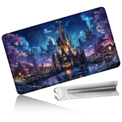 24" x 14" TCG Playmat, Non Slip Rubber MTG Game Mat, Starry Sky Castle