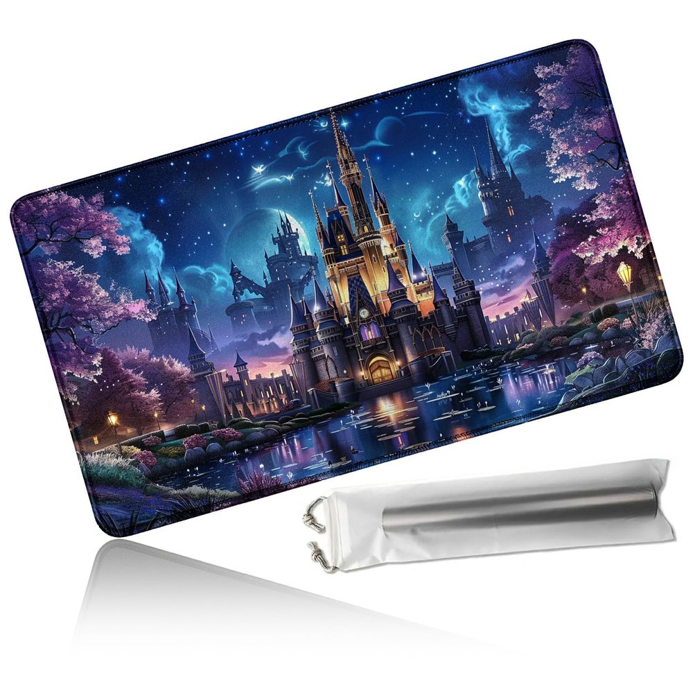 24" x 14" TCG Playmat, Non Slip Rubber MTG Game Mat, Starry Sky Castle