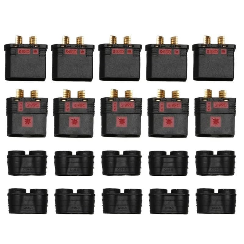 5Pairs QS8-S Battery Connector Anti-Sparking High Current Adapter Joint Gold-Plated Brass Power Plug for RC Electric Motors(5pairs Black)