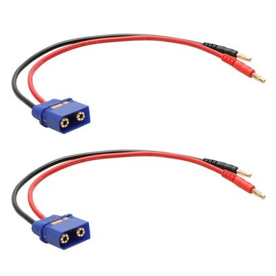 2PCS Male QS8-S Plug to 4.0mm Bullet Banana Connector 12AWG Silicone Wire Charge Cable Adapter for DIY RC Parallel Charger(2pcs Blue Male)