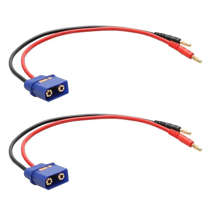 2PCS Male QS8-S Plug to 4.0mm Bullet Banana Connector 12AWG Silicone Wire Charge Cable Adapter for DIY RC Parallel Charger(2pcs Blue Male)