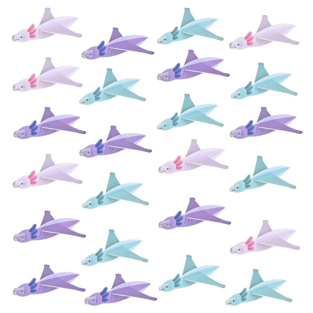 Forest & Twelfth 7" Foam Axolotl Glider, 24 Pcs Toy Glider Airplanes for Kids, Durable & Lightweight Hand Throwing Flying Plane, Flying Axolotl Party Favors, Outdoor Toys, Pinata Stuffers for Kids