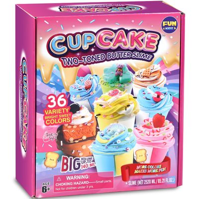 36 Big Cupcake Butter Slime Packs for Girls, FunKidz Two Toned Butter Slime Kit for Kids Party Favors Premade Bulk Slime Toys