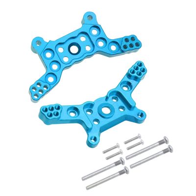 2Pcs for Mjx for 14209 14210 Metal Front Rear Shock Tower Shock Bracket Mount Remote Control Car Aluminum Upgrade Parts(Blue)