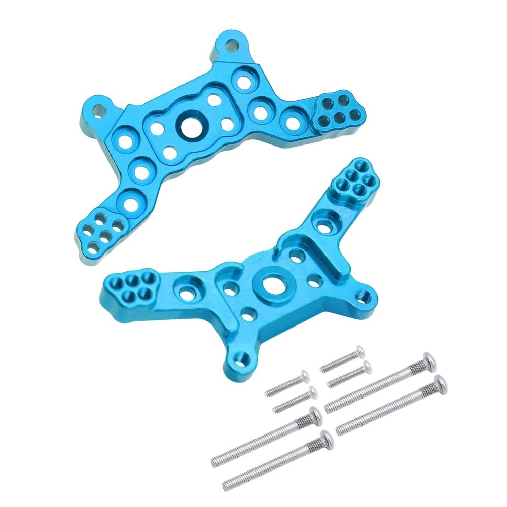 2Pcs for Mjx for 14209 14210 Metal Front Rear Shock Tower Shock Bracket Mount Remote Control Car Aluminum Upgrade Parts(Blue)