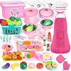 121Pcs Play Kitchen Accessories, Kids Kitchen Playset, Pretend Play Food Tea Party Set, Toy Kitchen Kids Cooking Real with ApronChef Hat, Utensils Cookware PotsPans, Toy Organizer, Toddler Toys Gift view 1