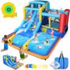 Whubefy 15x9.95Ft Bounce House Water Slide Park for Kids 3-6, Inflatable Water Slide Bouncy House with Slide,Big Pool,Bouncer Area,Blower, Blow Up Water Slides Jump Castle for Big Kids 8-12 Backyard view 1