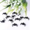 50pcs Small Black Plastic Fake Spider Toys Halloween Prank Props for Party Decoration, Halloween Black Plastic Spider Party Decor view 1