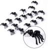 50pcs Small Black Plastic Fake Spider Toys Halloween Prank Props for Party Decoration, Halloween Black Plastic Spider Party Decor view 4