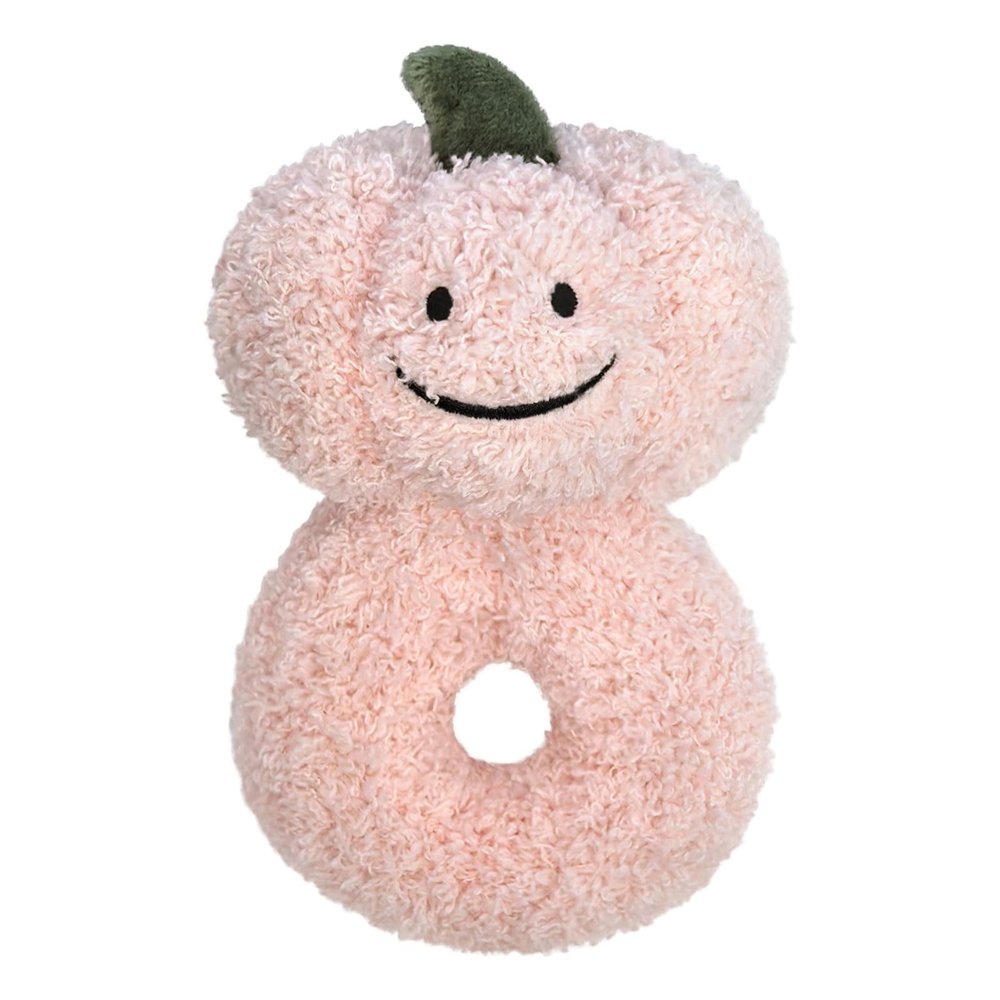 Doindute Baby Pumpkin Soft Rattle Toy, Plush Pumpkin Infant Shaker Rattle Easy-Grasp Stuffed Animal Toy, Gifts for Newborns Babies Toddlers Boys Girls, Pink, 6 Inches