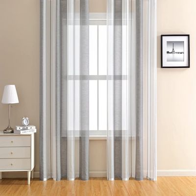 HooHero Light Grey Nordic Ins Wind Minimalist Stripes Elegant Sheer Curtains Rod Pocket Rod Pocket for Living Kids Nursery Room