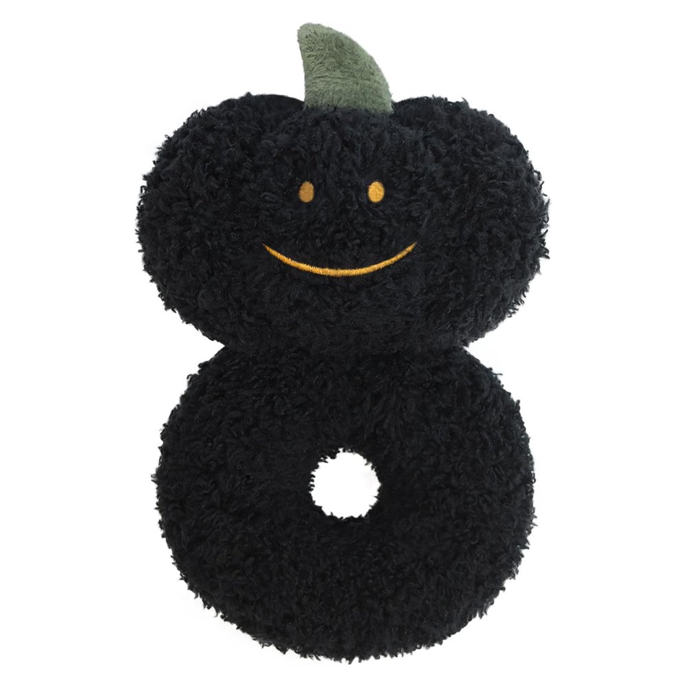 Doindute Baby Pumpkin Soft Rattle Toy, Plush Pumpkin Infant Shaker Rattle Easy-Grasp Stuffed Animal Toy, Gifts for Newborns Babies Toddlers Boys Girls, Black, 6 Inches